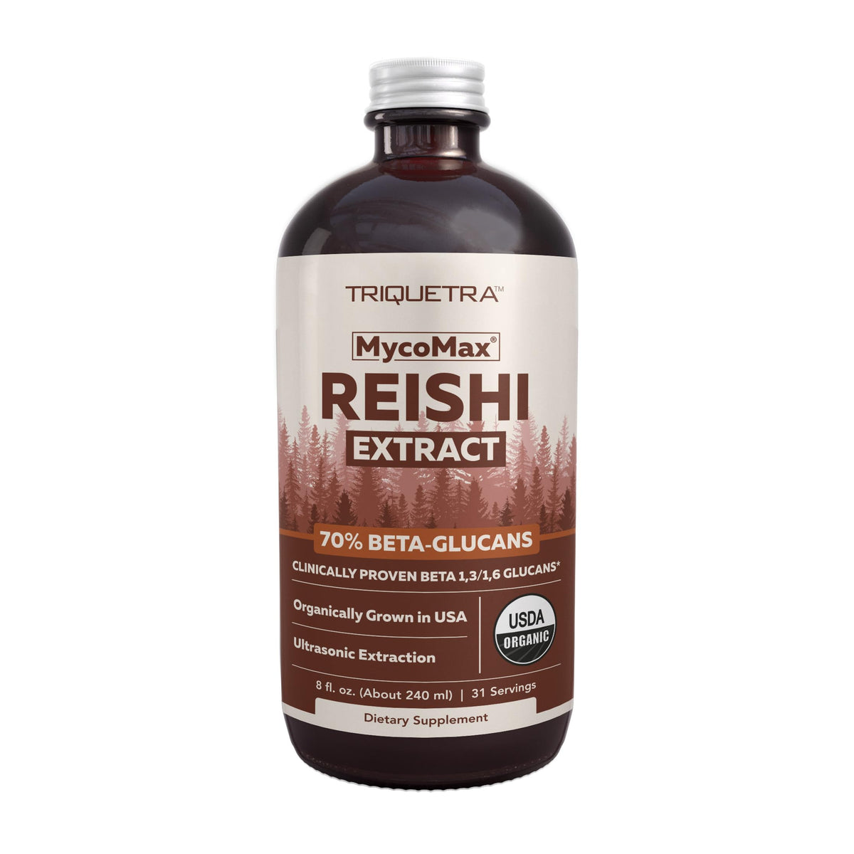 Flacon d'extrait de champignon Reishi bio Triquetra Health 8 oz