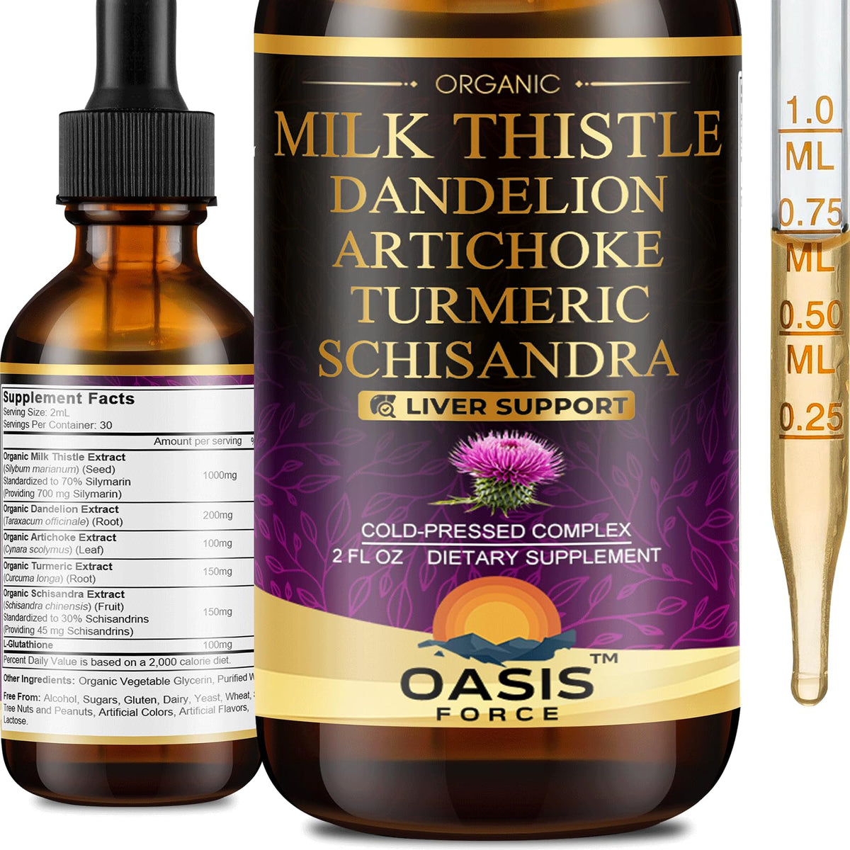 Flacon d'extrait de chardon-marie bio OASIS FORCE 1000mg
