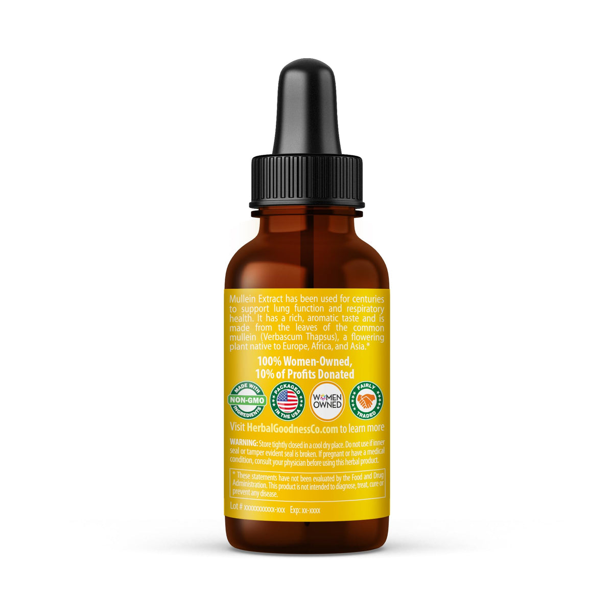 Flacon d'extrait de feuille de molène Herbal Goodness sur fond neutre