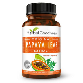 Flacon d'extrait de feuille de papaye Herbal Goodness 600 mg avec 60 capsules