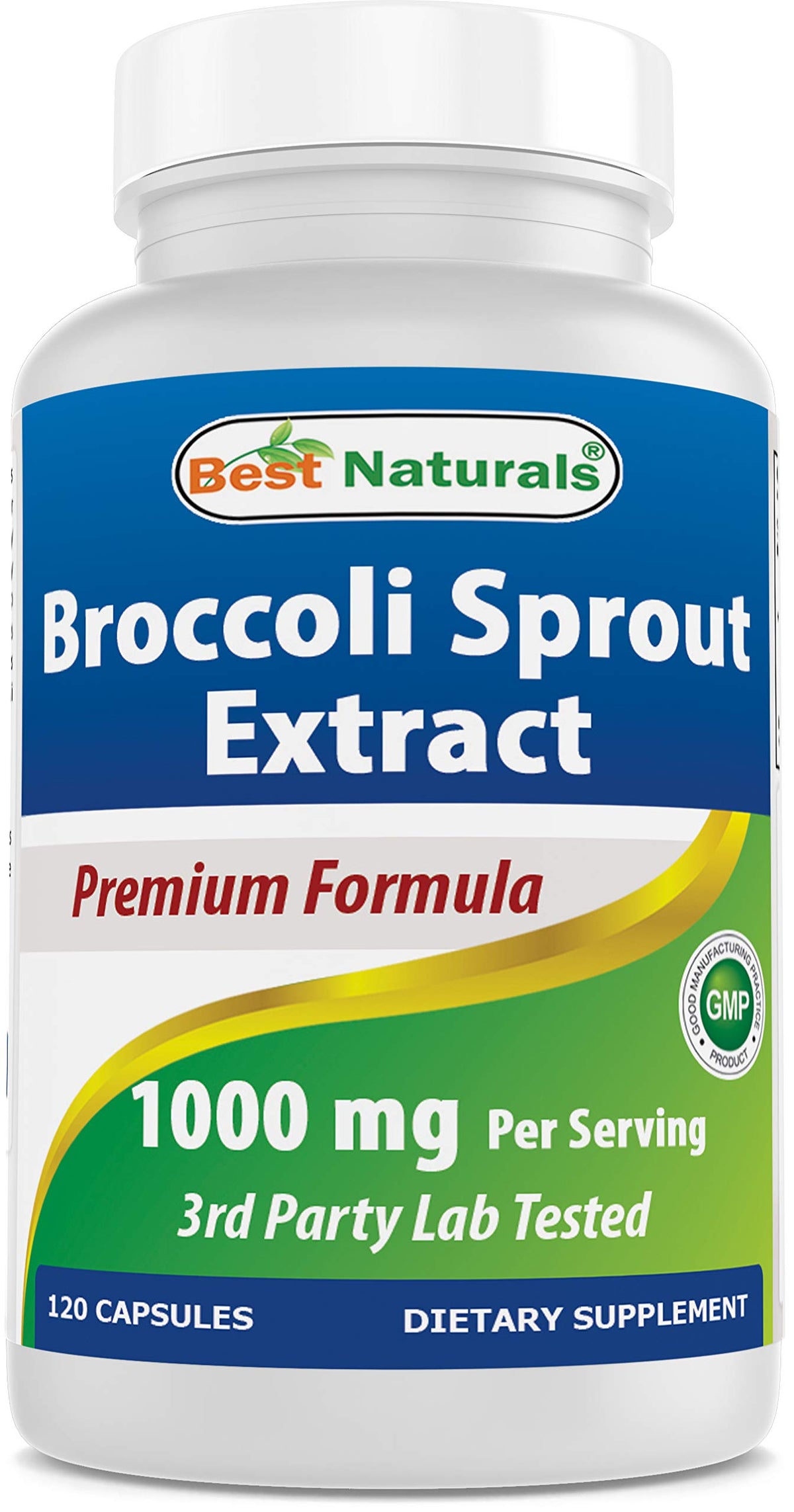 Flacon d'extrait de germes de brocoli Best Naturals 1000 mg 120 capsules