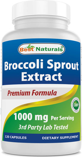 Flacon d'extrait de germes de brocoli Best Naturals 1000 mg 120 capsules