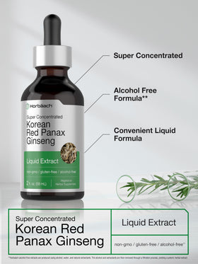 Flacon d'extrait de ginseng rouge Horbäach sur fond neutre