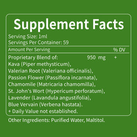 Flacon d'extrait de Kava avec un fond de plantes