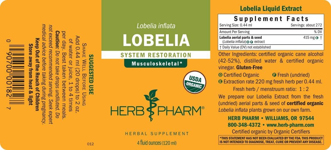 Flacon d'extrait de Lobelia Herb Pharm avec compte-gouttes