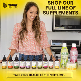 Flacon d'extrait de mélisse Maxx Herb avec ingrédients listés