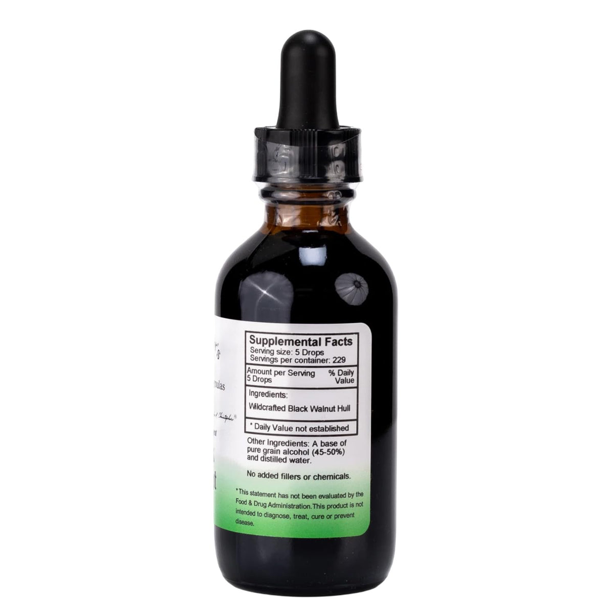 Flacon d'extrait de noix noire de 60 ml avec étiquette