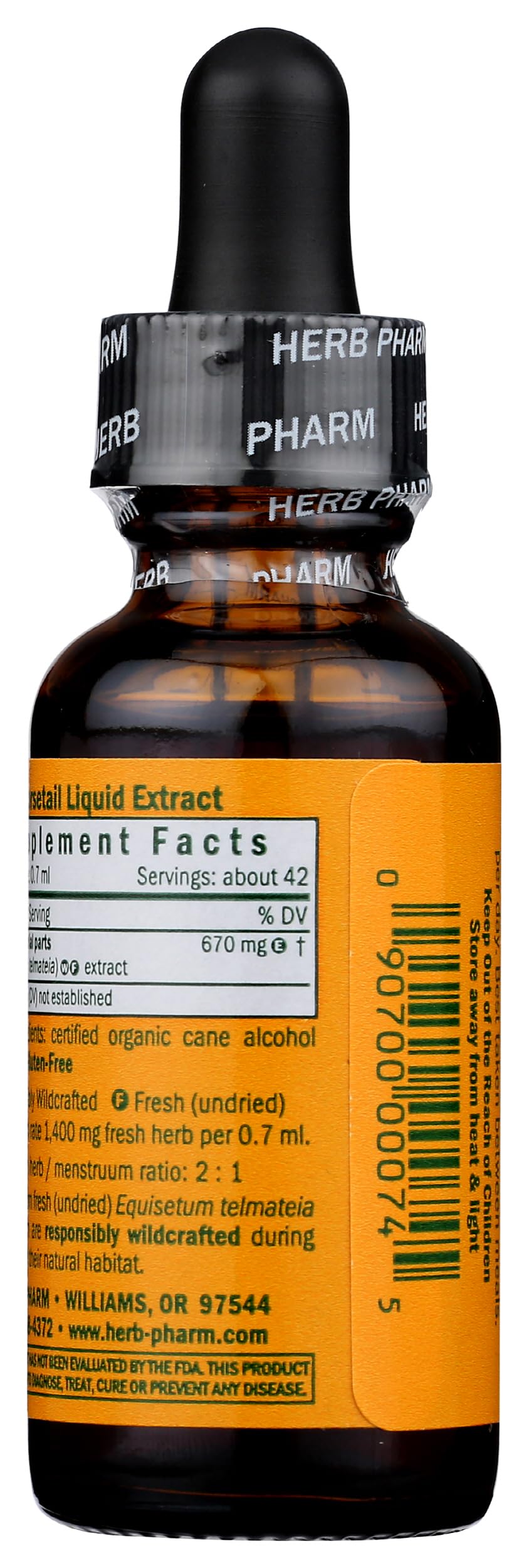 Flacon d'extrait de prêle Herb Pharm, étiquette visible