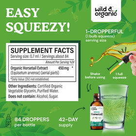 Flacon d'extrait de prêle Wild & Organic avec goutte à goutte