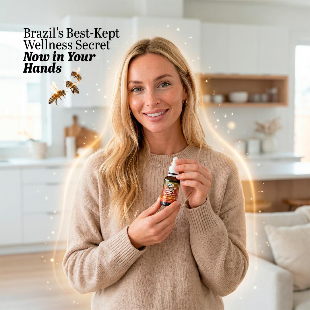 Flacon d'extrait de propolis Beelife placé sur une table en bois