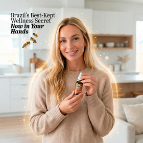 Flacon d'extrait de propolis Beelife placé sur une table en bois