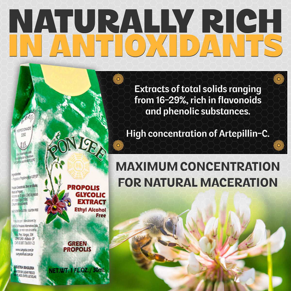 Flacon d'extrait de propolis PONLEE avec bouchon