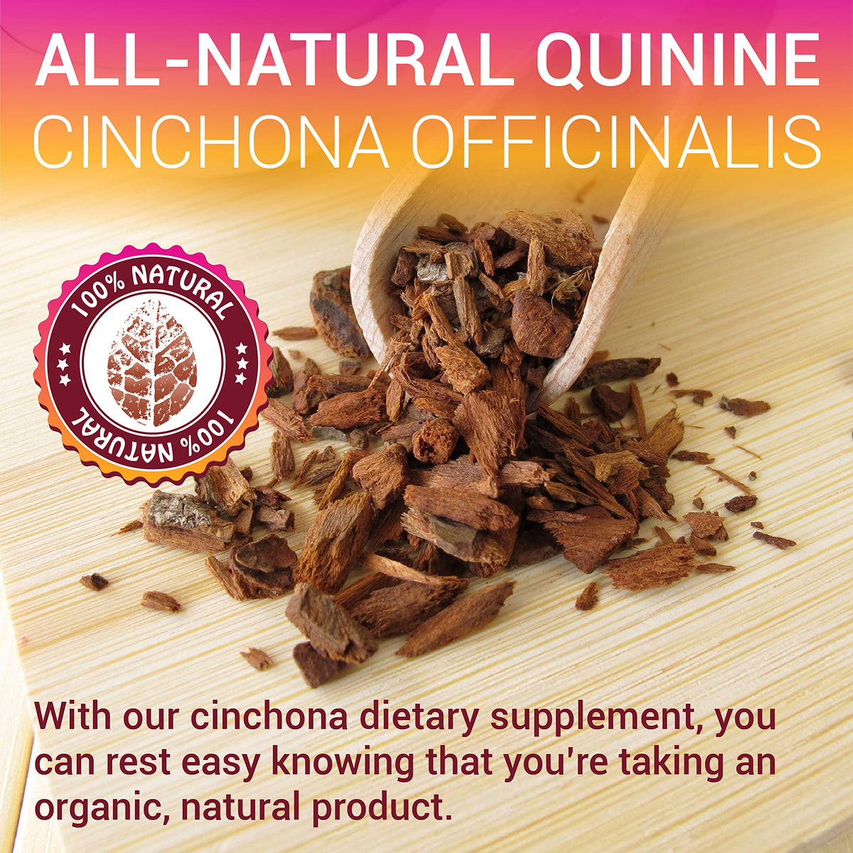 Flacon d'extrait de quinine HERBALICIOUS sur une table en bois
