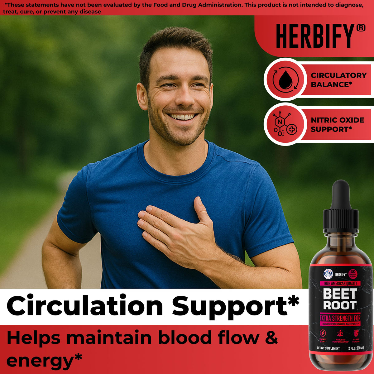 Flacon d'extrait de racine de betterave HERBIFY avec arrière-plan naturel