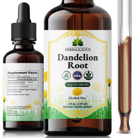 Flacon d'extrait de racine de pissenlit HERBALICIOUS 650mg 4 oz