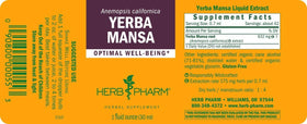 Flacon d'extrait de racine de Yerba Mansa Herb Pharm 68g avec étiquette