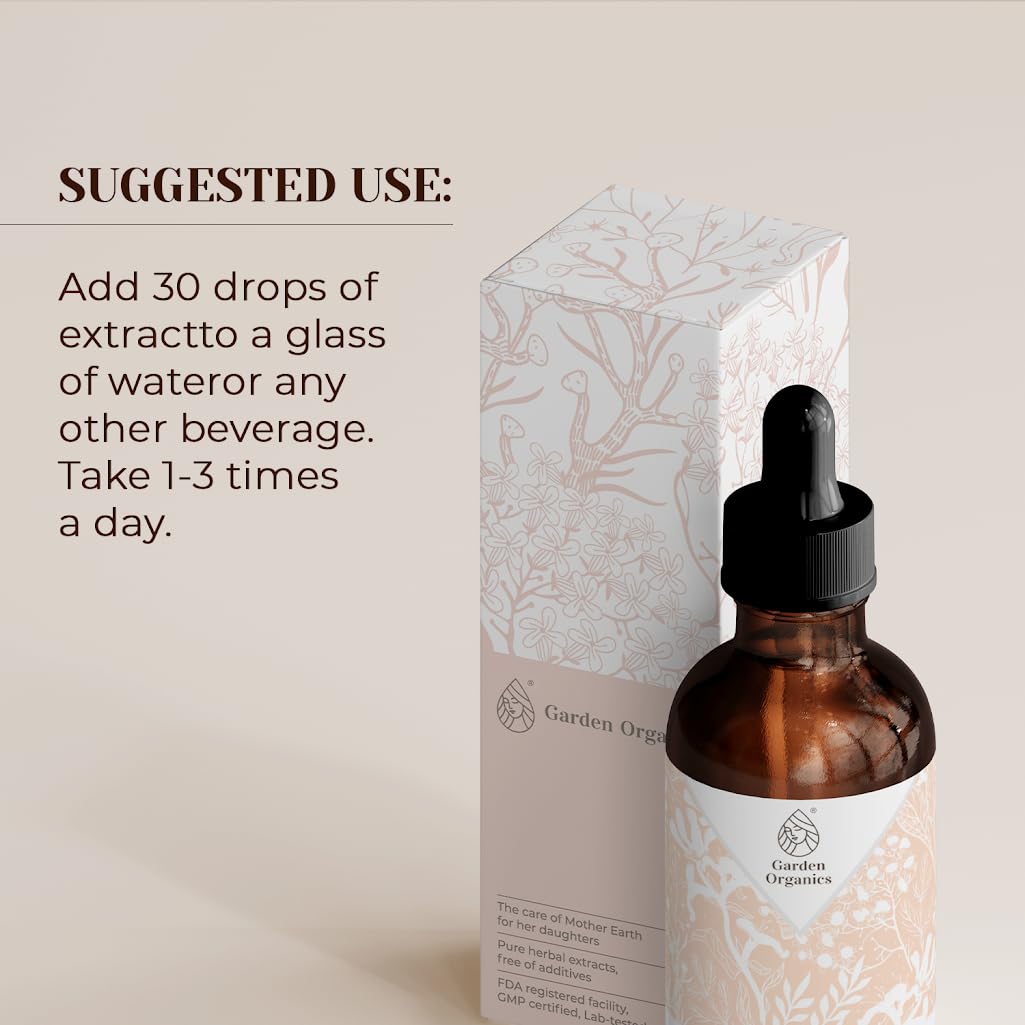 Flacon d'extrait de Reishi bio Garden Organics avec étiquette