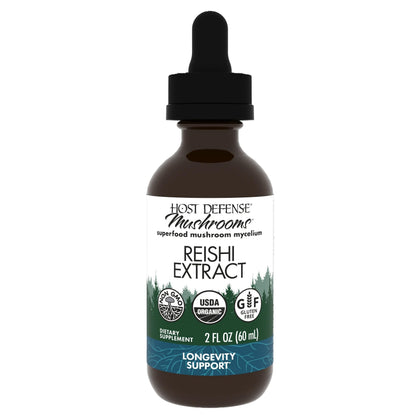 Flacon d'extrait de Reishi Host Defense 60 ml vue avant