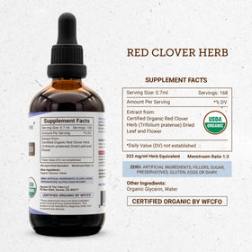 Flacon d'extrait de trèfle rouge bio avec goutte à goutte