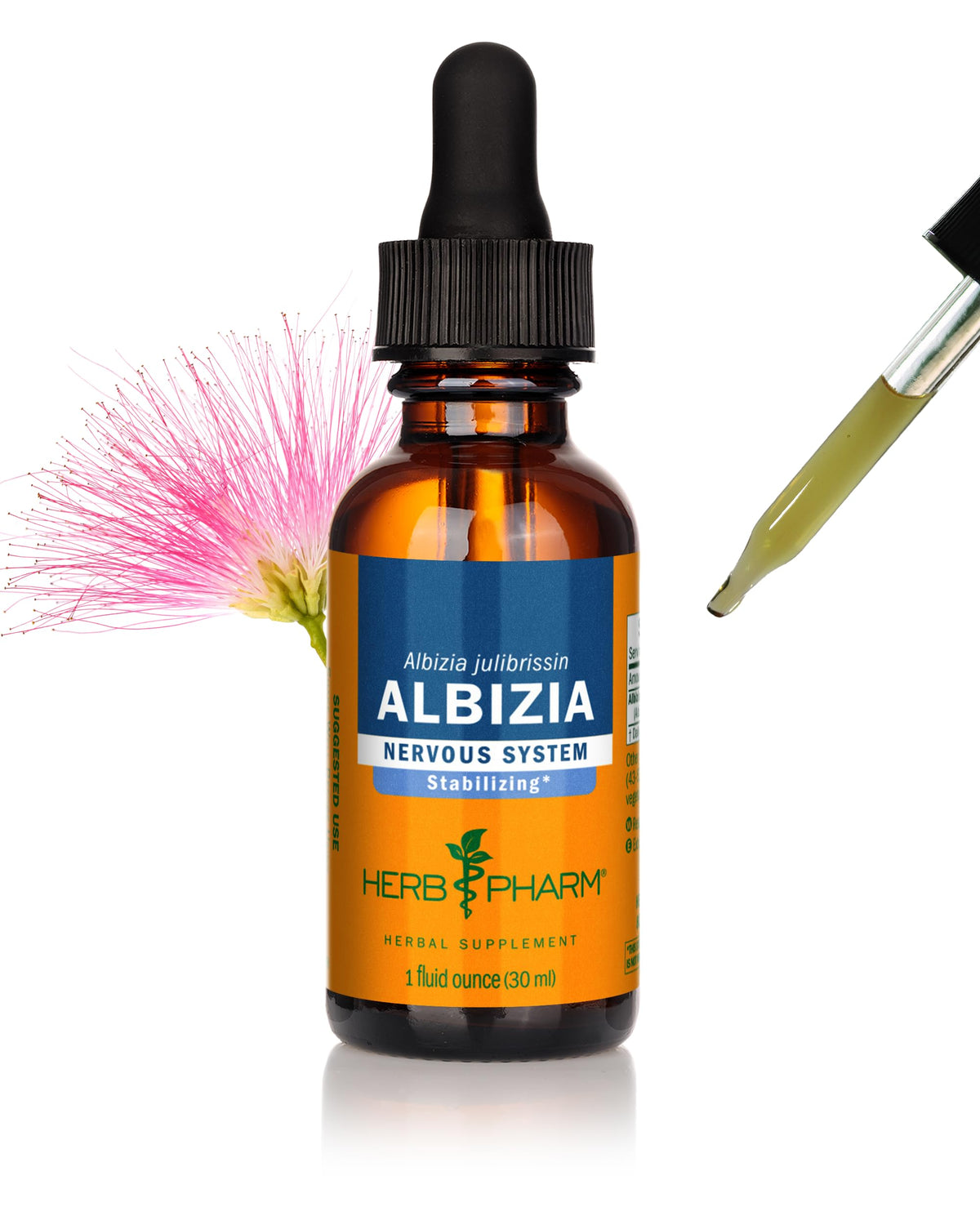Flacon d'extrait liquide d'Albizia Herb Pharm 30 ml, vue de face