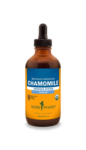 Flacon d'extrait liquide de camomille Herb Pharm 4 oz avec étiquette bio