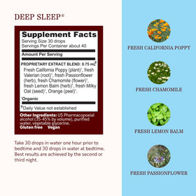 Flacon d'extrait liquide Deep Sleep Classic de Herbs Etc. avec étiquette visible