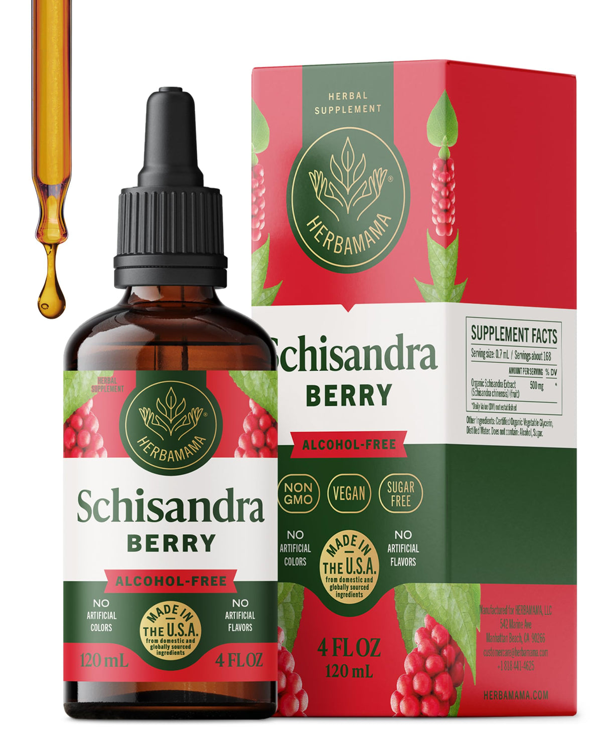 Flacon d'HERBAMAMA Baies de Schisandra 500 mg vu de face