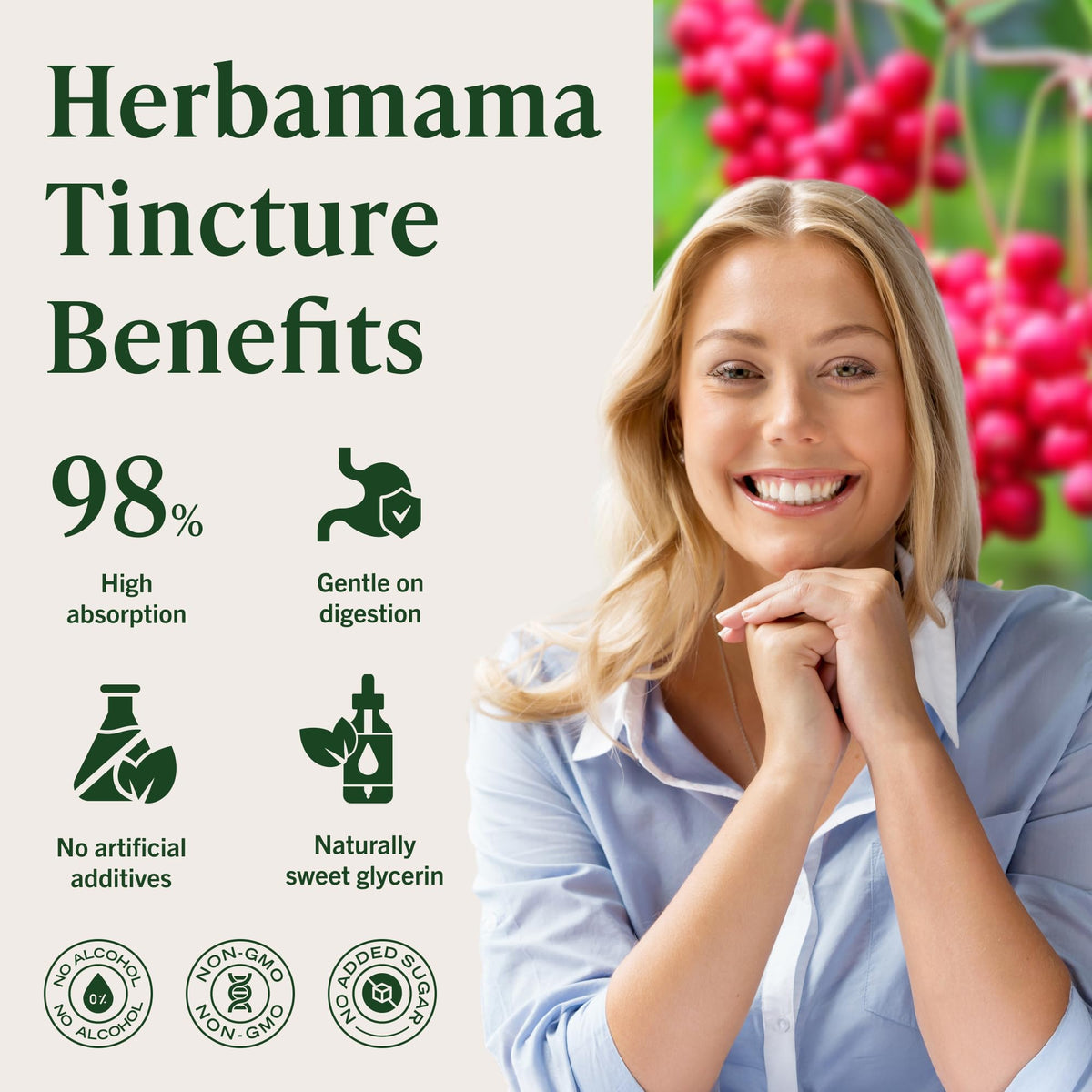 Flacon d'HERBAMAMA Baies de Schisandra sur une table