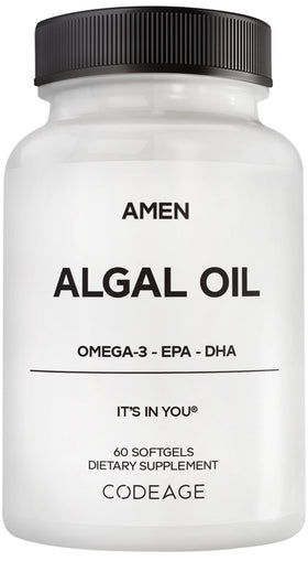 Flacon d'huile d'algue Amen Omega-3 1000 mg vue de face