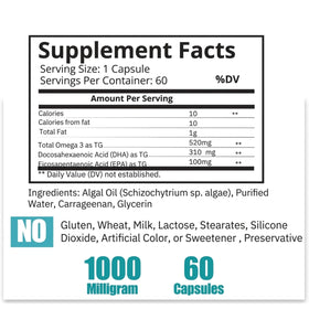 Flacon d'huile d'algue Omega 3 Vegan sur un fond neutre