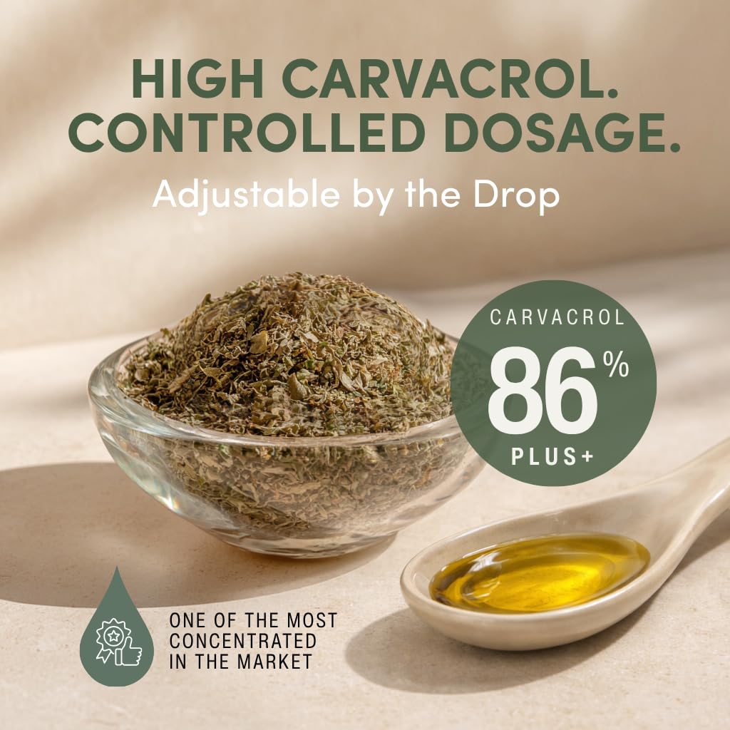 Flacon d'huile d'origan AROMAVITA sur une table en bois