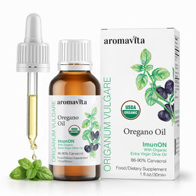 Flacon d'huile d'origan bio AROMAVITA 30 mL vue de face