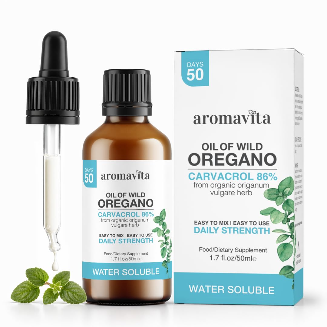Flacon d'huile d'origan bio AROMAVITA vue de face