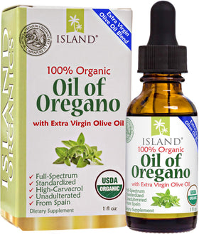Flacon d'huile d'origan bio Island Nutrition 100g vue de face
