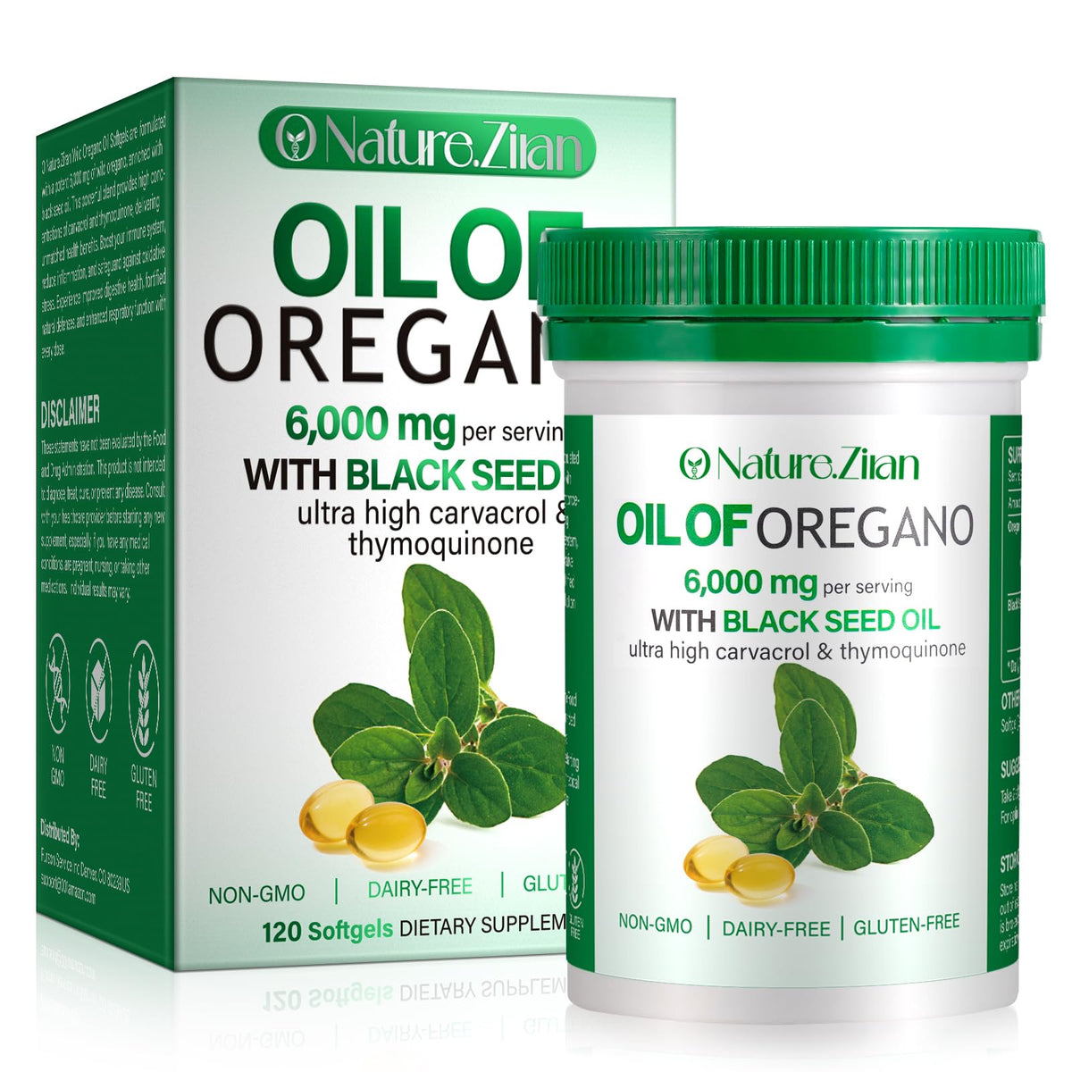 Flacon d'huile d'origan bio O NATURE. ZIRAN avec 120 capsules softgel