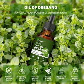 Flacon d'huile d'origan bio VITARENEW avec goutteur