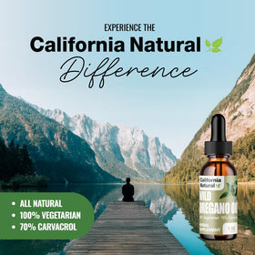 Flacon d'huile d'origan California Natural avec d'autres compléments alimentaires