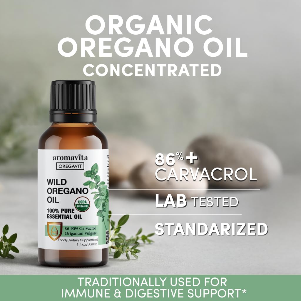 Flacon d'huile d'origan sauvage bio AROMAVITA 30ml avec étiquette