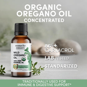 Flacon d'huile d'origan sauvage bio AROMAVITA 30ml avec étiquette