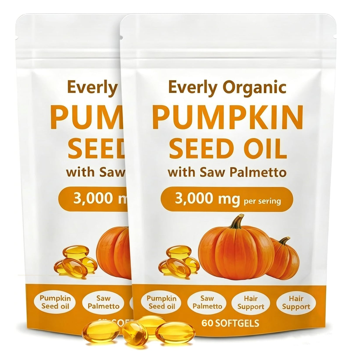Flacon d'huile de graines de citrouille Everly Organic 3000mg vu de face