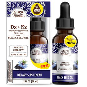 Flacon d'huile de graines noires GuruNanda 60 ml vue de face