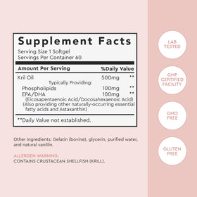 Flacon d'huile de krill Alaya Naturals avec capsules à côté