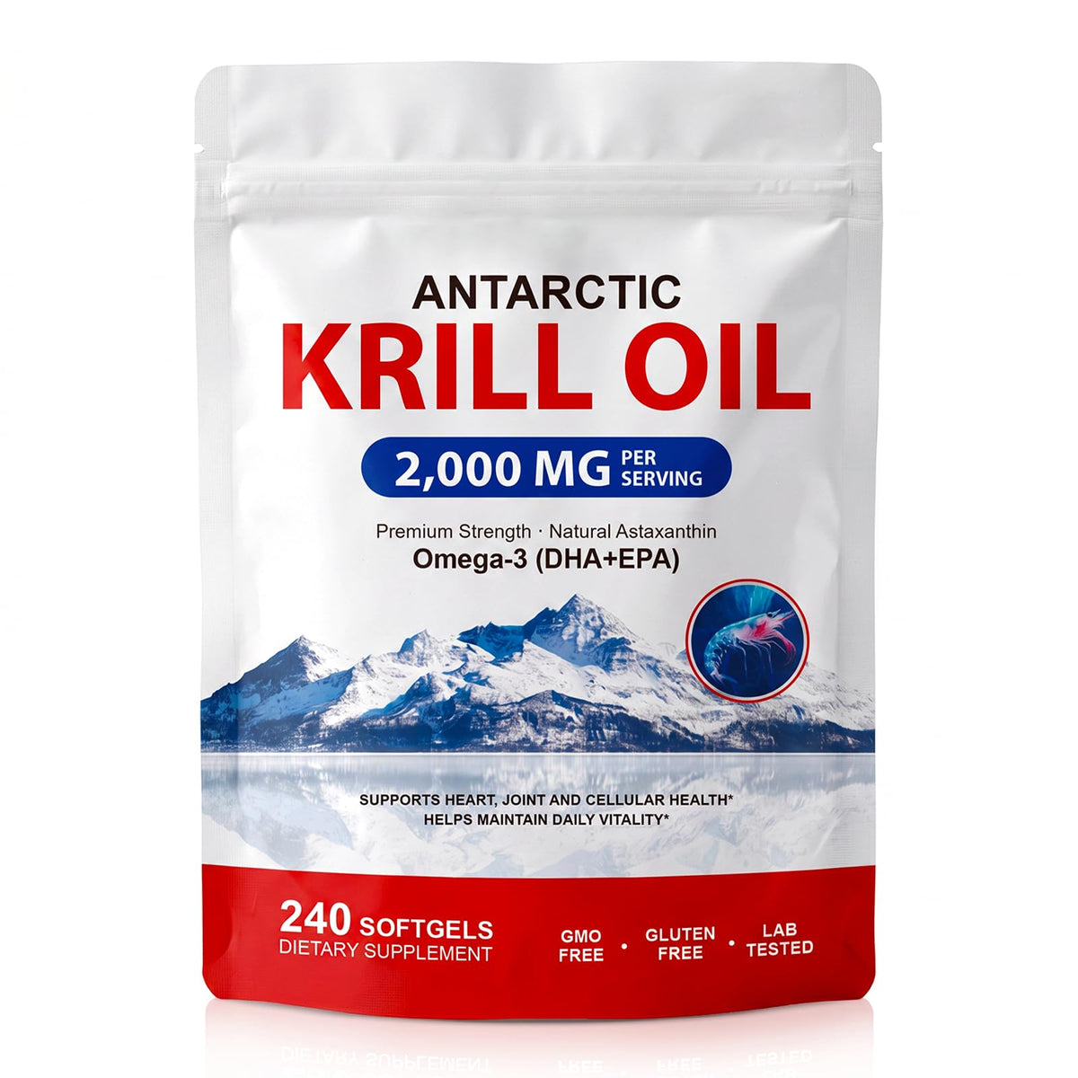 Flacon d'huile de krill antarctique ZUZOKKAHA 240 capsules