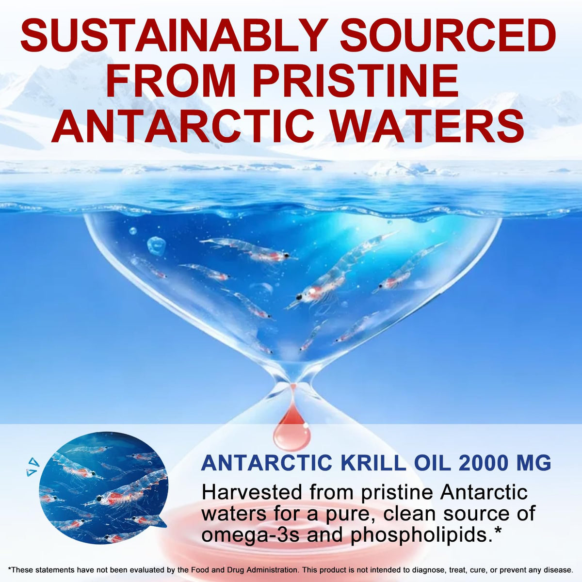 Flacon d'huile de krill antarctique ZUZOKKAHA sur une table en bois