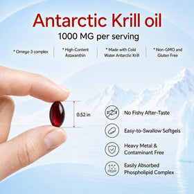 Flacon d'huile de krill DR.VITPOSY avec arrière-plan naturel