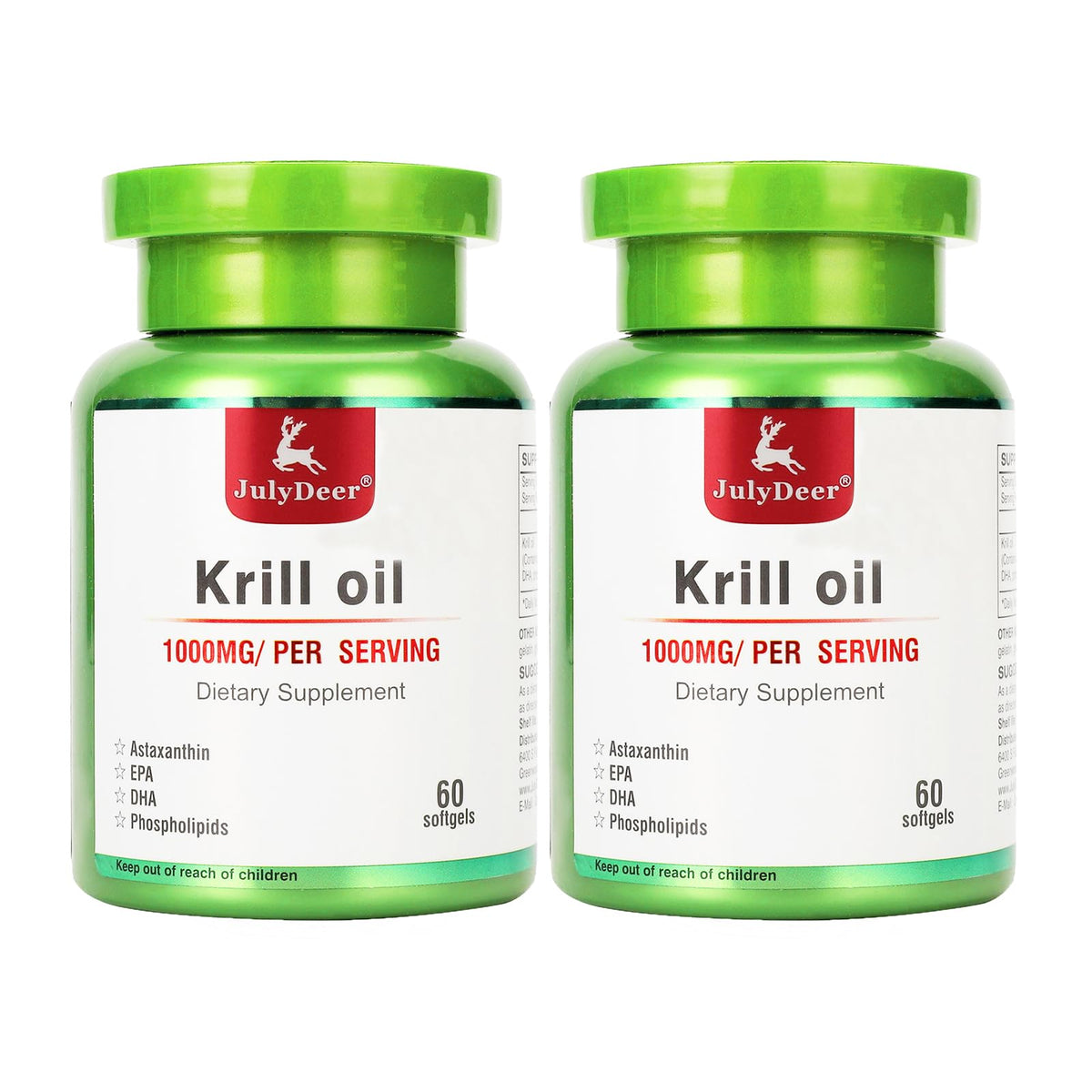 Flacon d'huile de krill JulyDeer 1000 mg avec 120 gélules molles