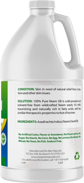 Flacon d'huile de neem Best Naturals sur un fond blanc