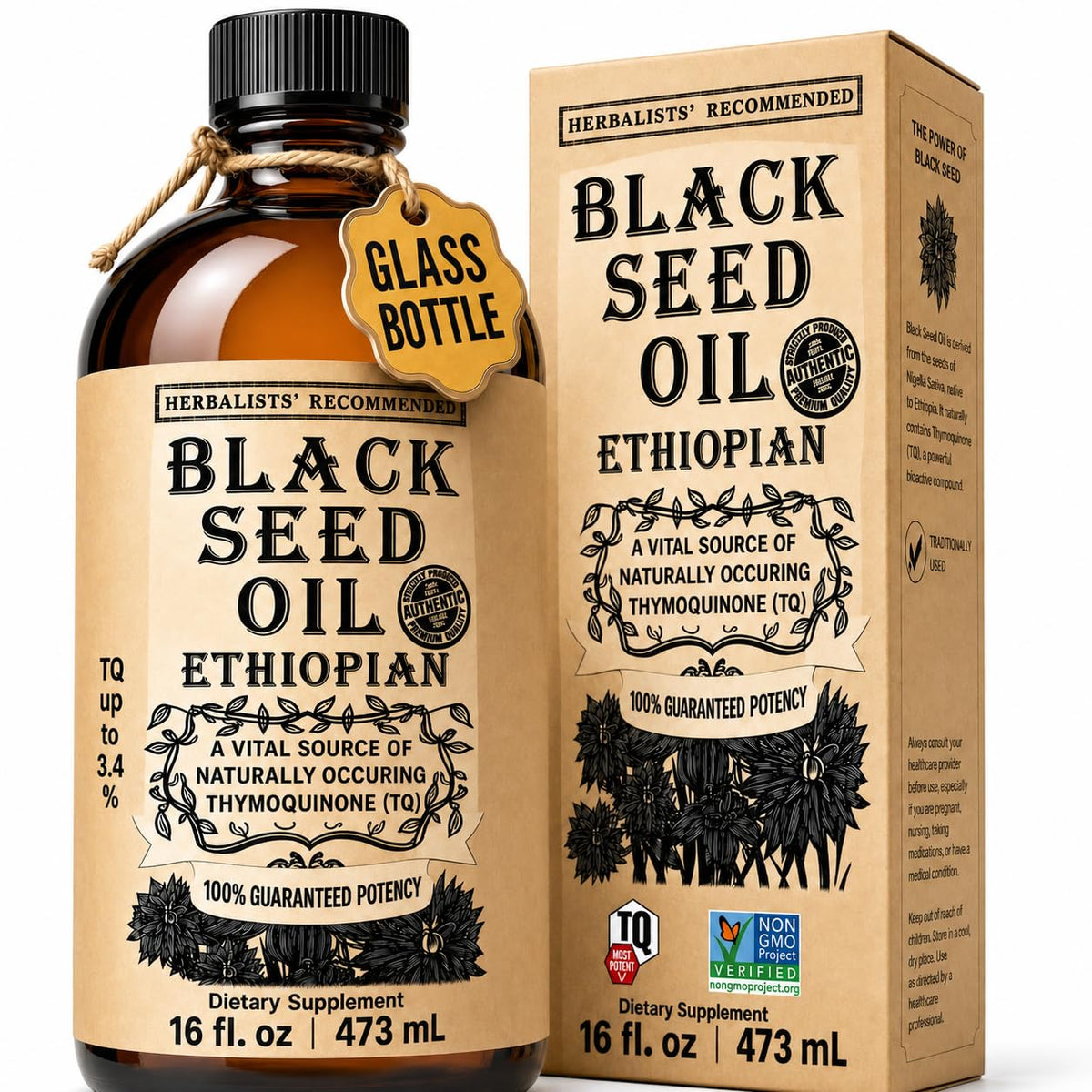Flacon d'huile de nigelle éthiopienne 16 oz Herbal Organic Works