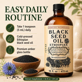 Flacon d'huile de nigelle éthiopienne et capsules en gélules