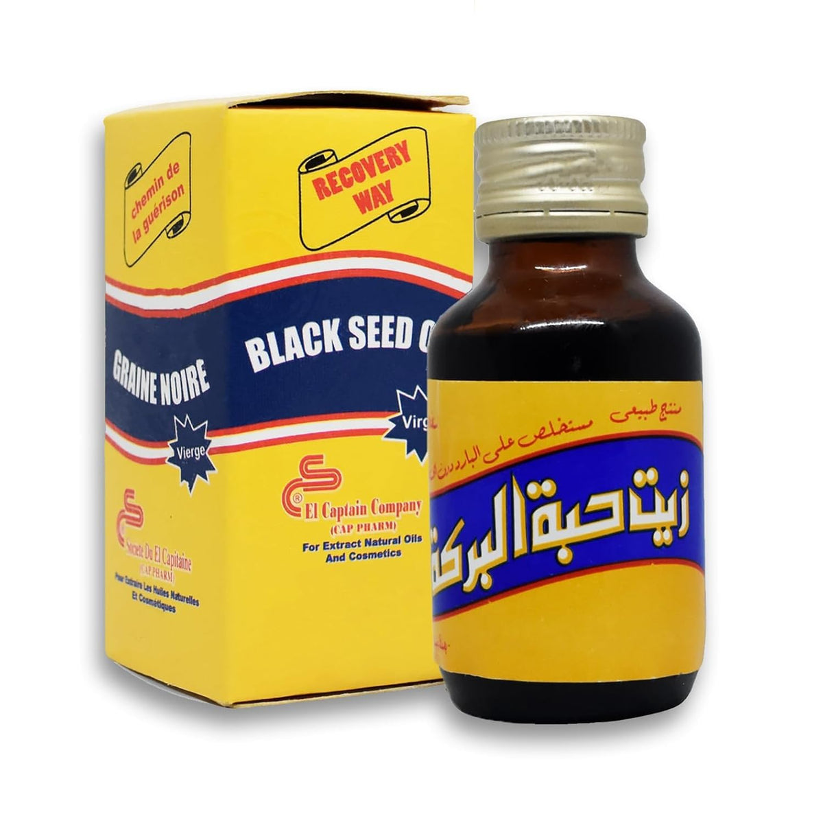Flacon d'huile de nigelle vierge Elcaptain 250ml vue avant